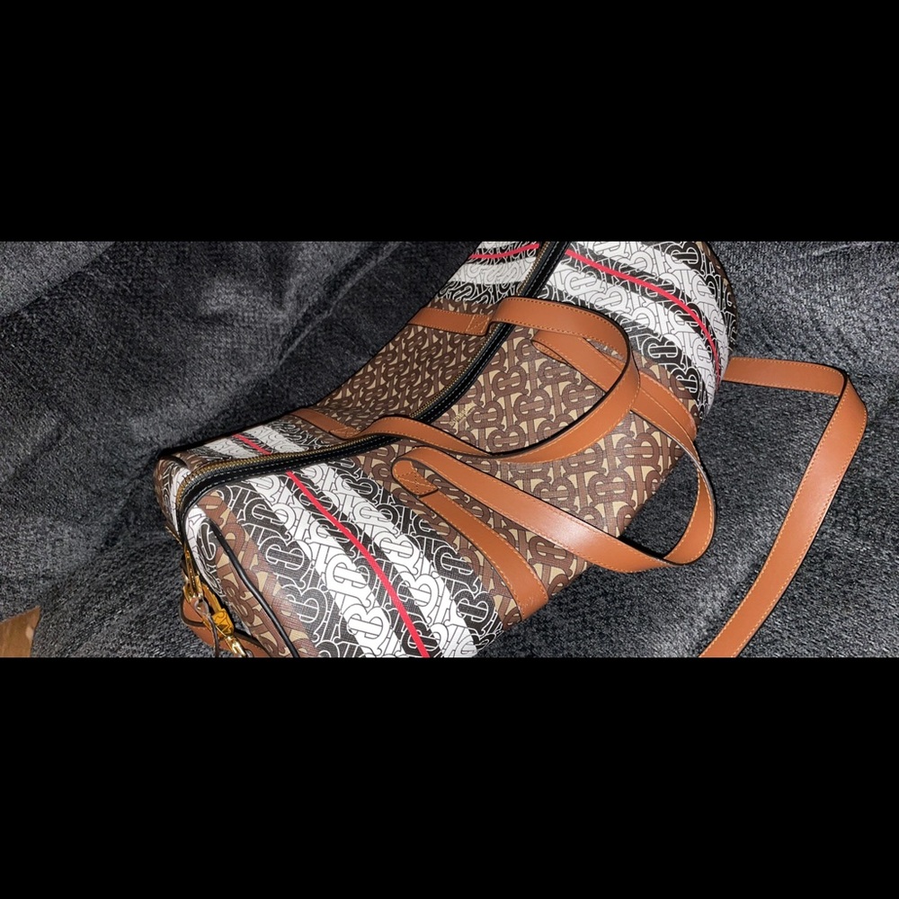 Burberry TB Monogram Barrel Duffel E-Canvas Bag